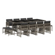 Afuera Living Contemporary Poly Rattan Garden Dining Set in Gray