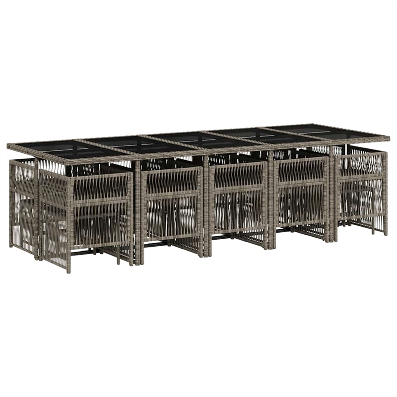 Afuera Living 15 Piece Poly Rattan Garden Dining Set in Gray