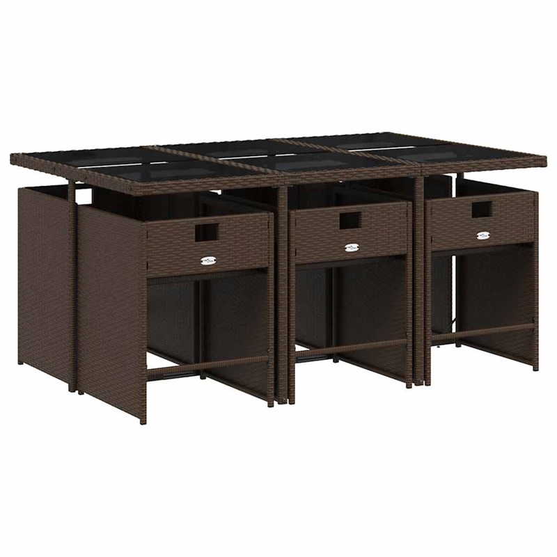 Afuera Living 7 Piece Poly Rattan Garden Dining Set in Brown/Cream