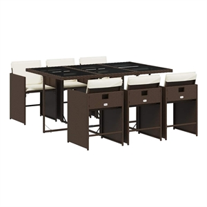 Afuera Living 7 Piece Poly Rattan Garden Dining Set in Brown/Cream