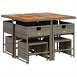 Afuera Living 9 Piece Poly Rattan Garden Dining Set in Gray/Brown