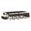 Afuera Living 15 Piece Poly Rattan Garden Dining Set in Brown/Cream white