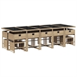 Afuera Living Contemporary Poly Rattan Garden Dining Set in Beige