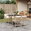 Afuera Living Poly Rattan Garden Dining Set in Black/Cream White