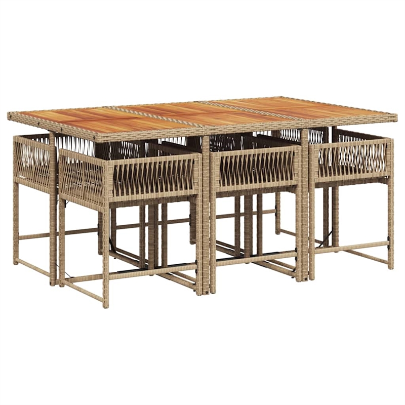 Afuera Living Contemporary 7 Piece Rattan Garden Dining Set in Brown