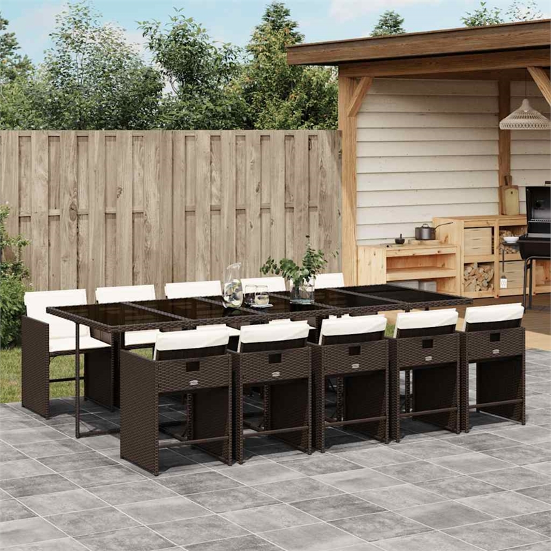 Afuera Living Contemporary Poly Rattan Garden Dining Set in Brown/Cream