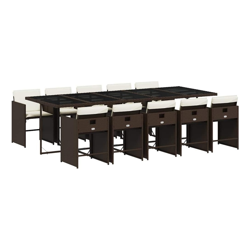 Afuera Living Contemporary Poly Rattan Garden Dining Set in Brown/Cream