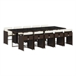 Afuera Living Contemporary Poly Rattan Garden Dining Set in Brown/Cream