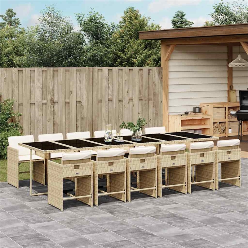 Afuera Living Contemporary Rattan Garden Dining Set in Beige