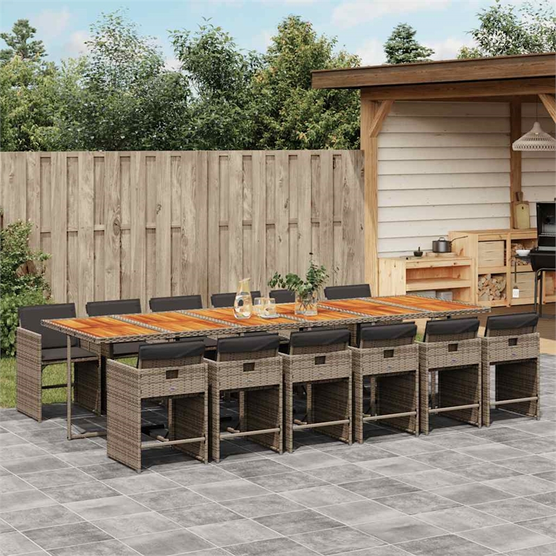 Afuera Living Contemporary Poly Rattan Garden Dining Set in Gray/Brown
