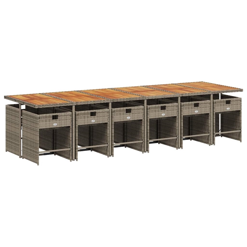 Afuera Living Contemporary Poly Rattan Garden Dining Set in Gray/Brown