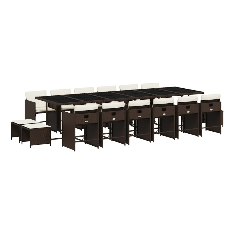 Afuera Living Contemporary Poly Rattan Garden Dining Set in Brown