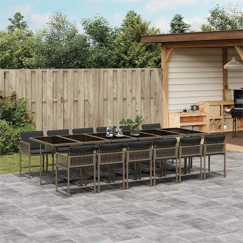 Afuera Living Contemporary PE Rattan Garden Dining Set in Gray