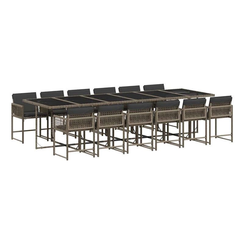 Afuera Living Contemporary PE Rattan Garden Dining Set in Gray