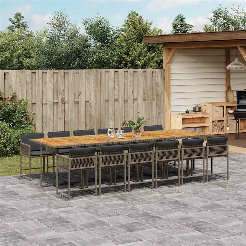 Afuera Living 13 Piece Poly Rattan Garden Dining Set in Gray