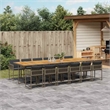 Afuera Living 13 Piece Poly Rattan Garden Dining Set in Gray