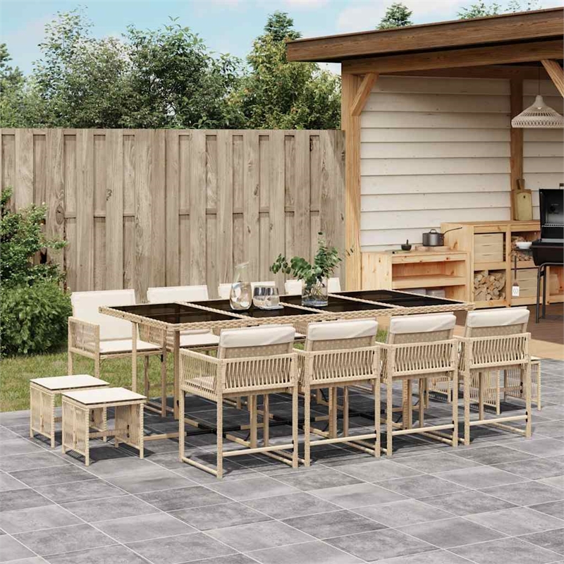 Afuera Living 13 Piece Poly Rattan Garden Dining Set in Beige/Cream