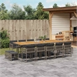 Afuera Living 15 Piece Poly Rattan Garden Dining Set in Gray/Brown