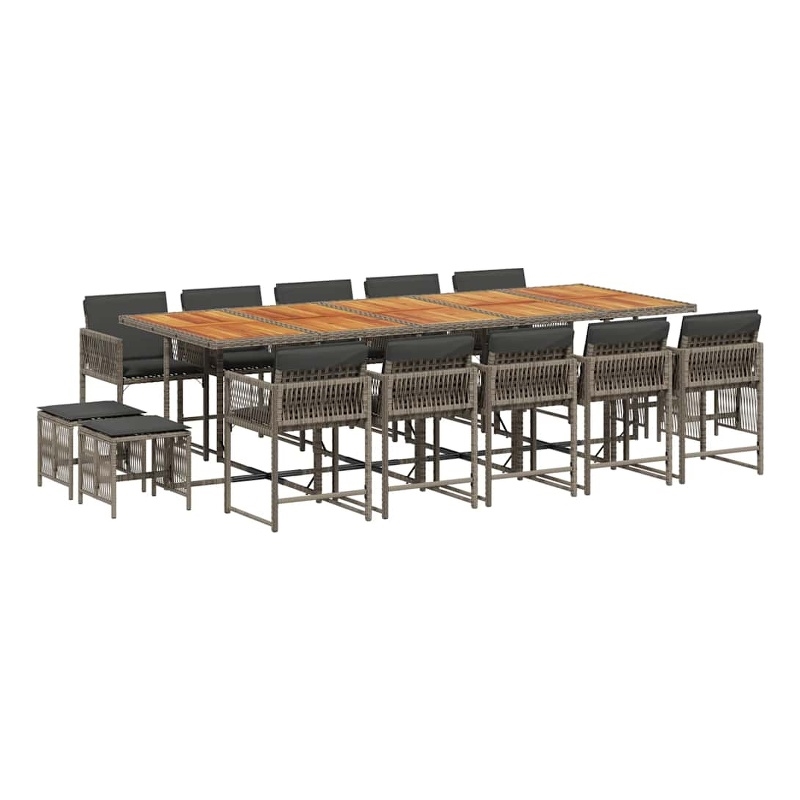 Afuera Living 15 Piece Poly Rattan Garden Dining Set in Gray/Brown