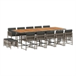 Afuera Living 15 Piece Poly Rattan Garden Dining Set in Gray/Brown