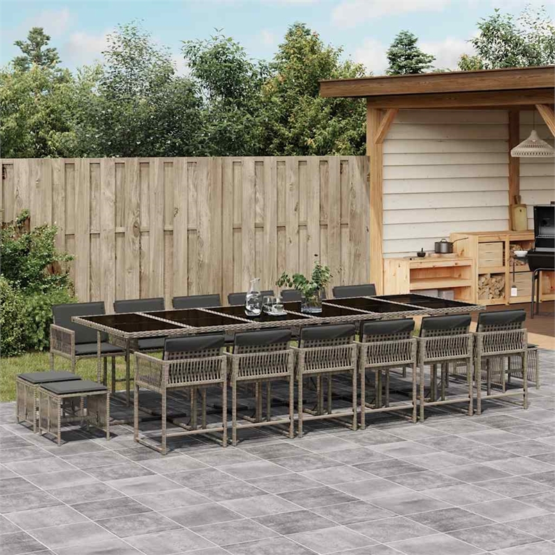 Afuera Living Poly Rattan Garden Dining Set in Black/Dark Gray