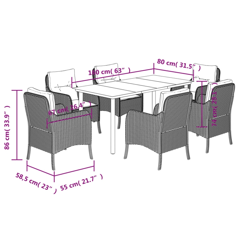 Afuera Living 7 Piece Poly Rattan Garden Dining Set in Beige