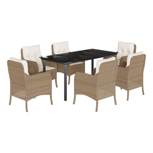 Afuera Living 7 Piece Poly Rattan Garden Dining Set in Beige
