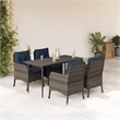 Afuera Living Contemporary 5 Piece Poly Rattan Garden Dining Set in Gray