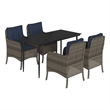 Afuera Living Contemporary 5 Piece Poly Rattan Garden Dining Set in Gray