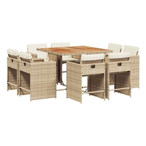 Afuera Living 9 Piece Garden Dining Set with Cushions in White
