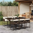 Afuera Living 7 Piece Poly Rattan Garden Dining Set in Brown/Cream white