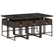 Afuera Living 7 Piece Poly Rattan Garden Dining Set in Brown/Cream white