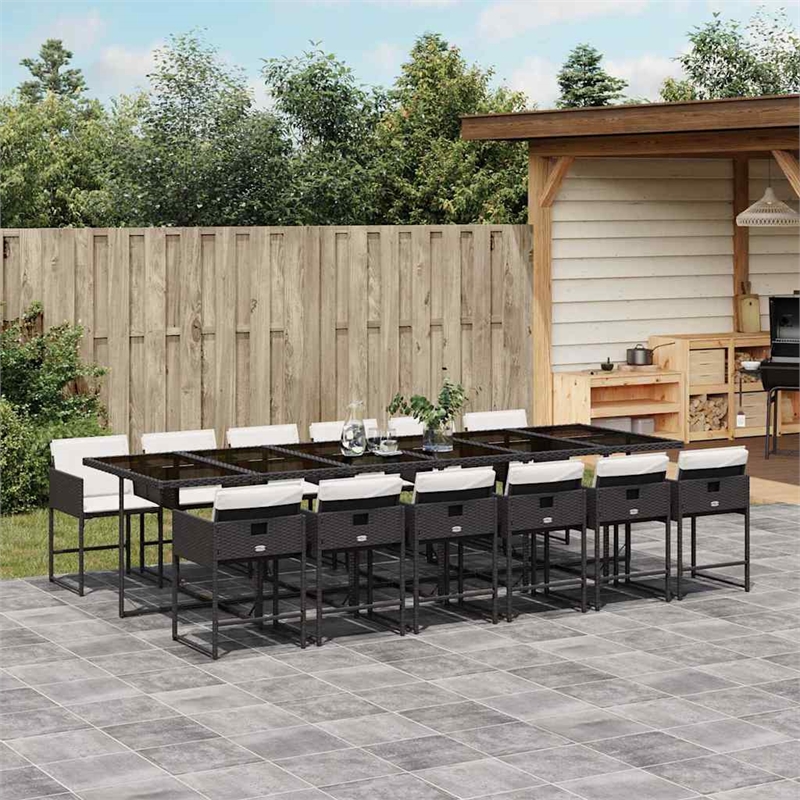 Afuera Living Contemporary Poly Rattan Garden Dining Set in Black