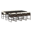 Afuera Living 9 Piece Poly Rattan Garden Dining Set in Brown/Cream white