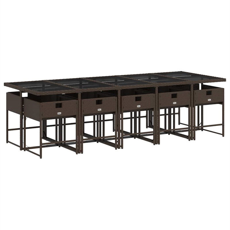 Afuera Living Contemporary Poly Rattan Garden Dining Set in Brown