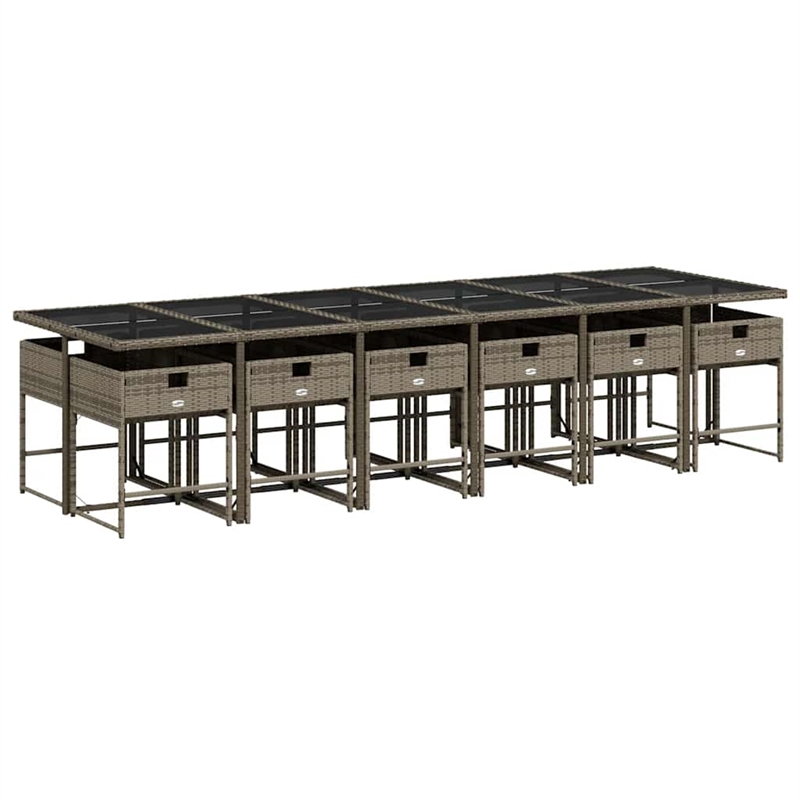Afuera Living 13 Piece Poly Rattan Garden Dining Set in Dark Gray