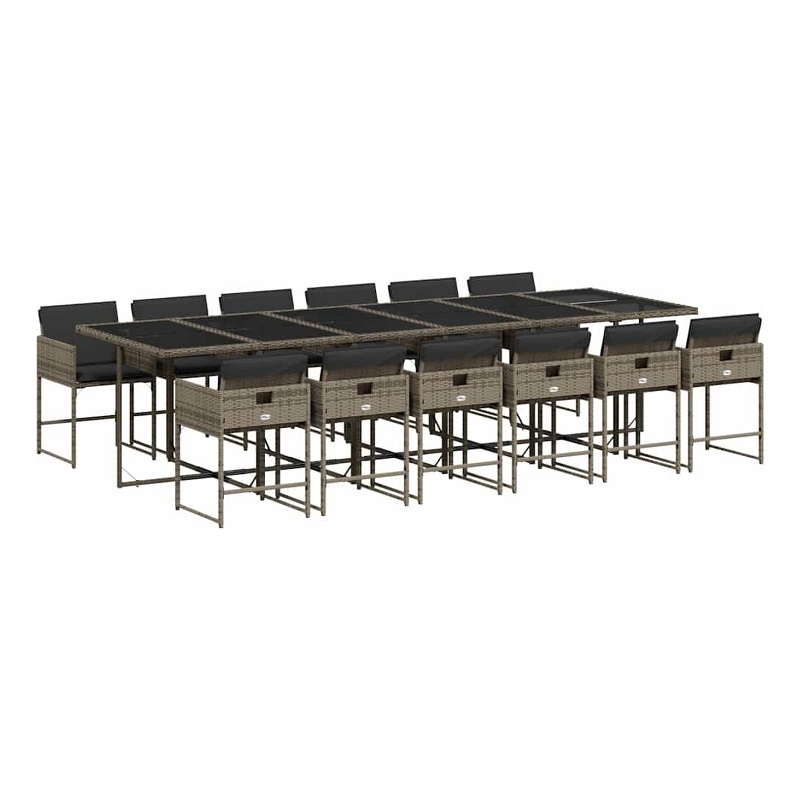 Afuera Living 13 Piece Poly Rattan Garden Dining Set in Dark Gray