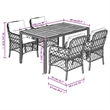 Afuera Living 5 Piece Poly Rattan Garden Dining Set in Black/Cream