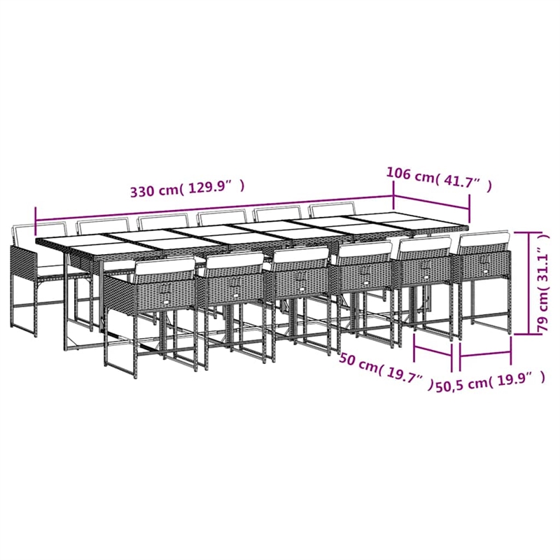 Afuera Living 13 Piece Poly Rattan Garden Dining Set in Beige/Cream