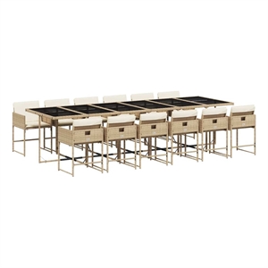 Afuera Living 13 Piece Poly Rattan Garden Dining Set in Beige/Cream