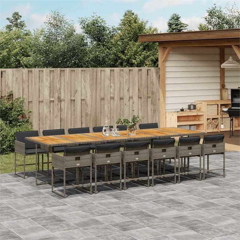Afuera Living Contemporary Poly Rattan Garden Dining Set in Gray/Brown