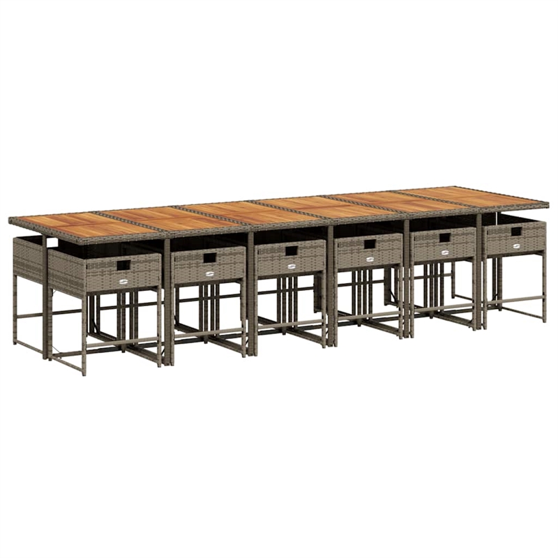 Afuera Living Contemporary Poly Rattan Garden Dining Set in Gray/Brown