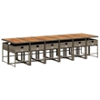Afuera Living Contemporary Poly Rattan Garden Dining Set in Gray/Brown