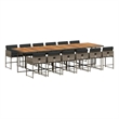 Afuera Living Contemporary Poly Rattan Garden Dining Set in Gray/Brown