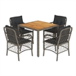 Afuera Living Contemporary 5 Piece Poly Rattan Garden Dining Set in Gray