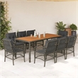 Afuera Living Contemporary 9 Piece Rattan Garden Dining Set in Gray