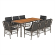 Afuera Living Contemporary 9 Piece Rattan Garden Dining Set in Gray