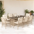 Afuera Living Contemporary 9 Piece Rattan Garden Dining Set in Beige