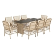 Afuera Living Contemporary 9 Piece Rattan Garden Dining Set in Beige