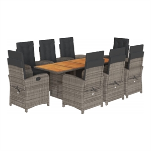 Afuera Living Contemporary 9 Piece Rattan Garden Dining Set in Gray